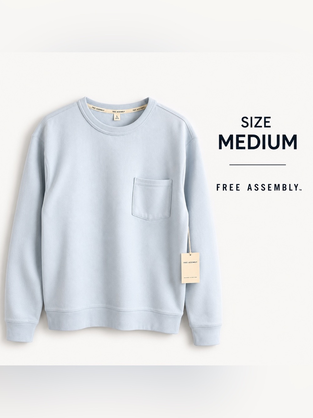 Free Assembly Men’s Crewneck Sweatshirt Light Blue Size M